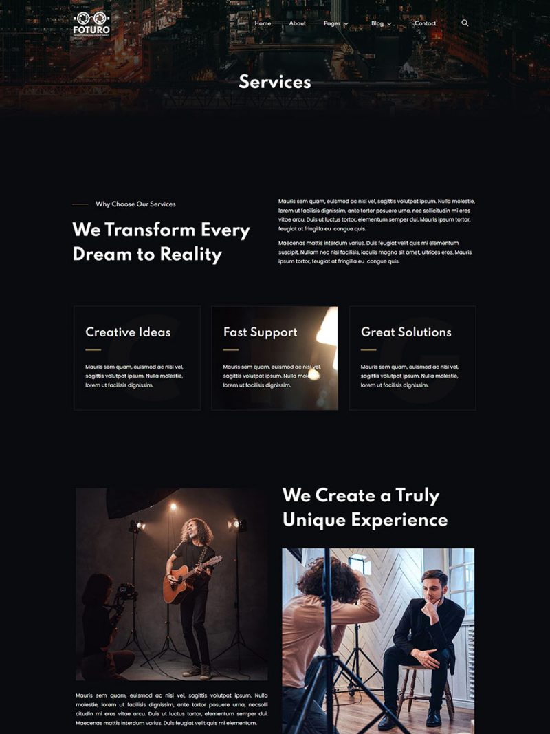 Services template preview