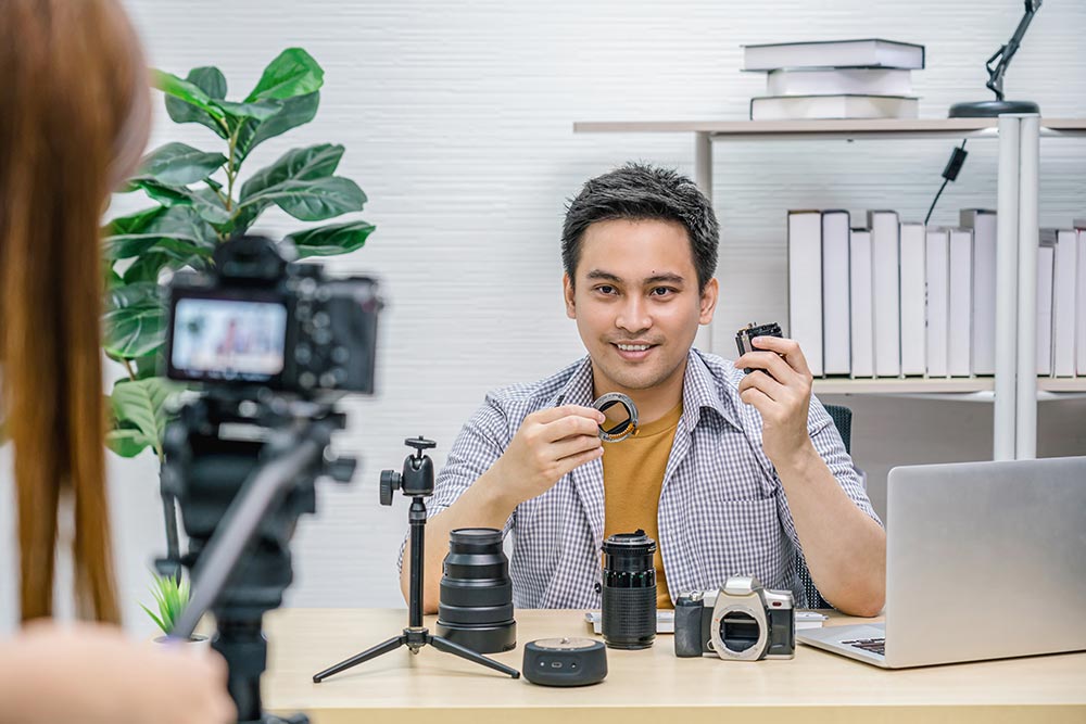 Videographer with camera